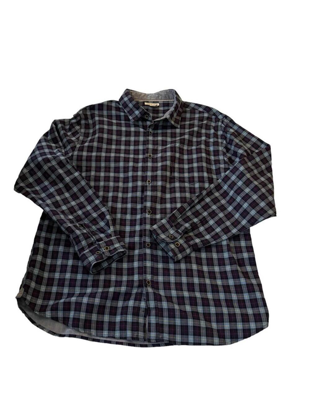 carbon2cobalt navy plaid button down long sleeve shirt size L